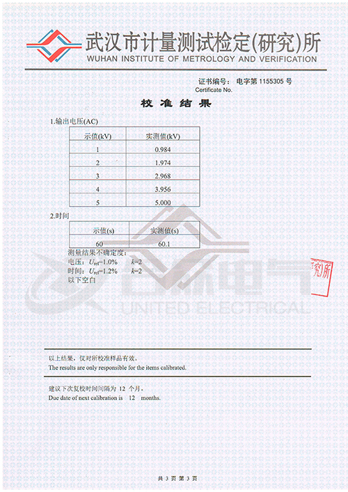 低壓耐壓測試儀、耐壓絕緣測試儀 證書